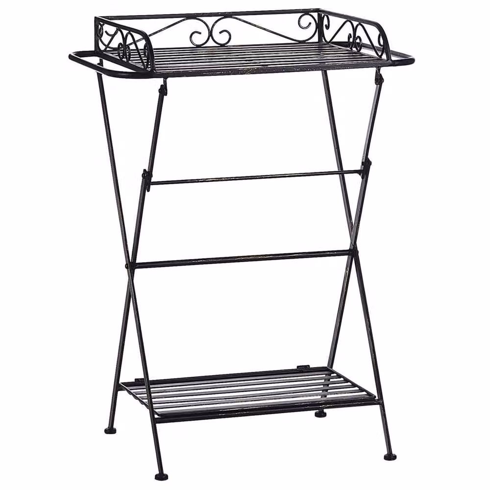 Wyld and Coco Black Metal Side Table with Folding Rectangular Top and Shelf, W/D/H: 40 x 40 x 73 cm – 2