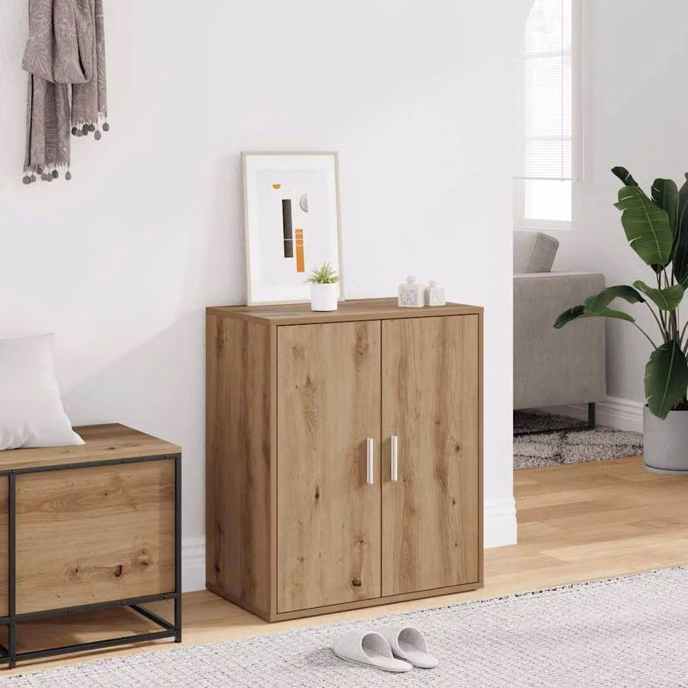 Berkfield Home Artisan Oak Shoe Cabinet in Brown, W: 60 cm, D: 35 cm, H: 70 cm – 2