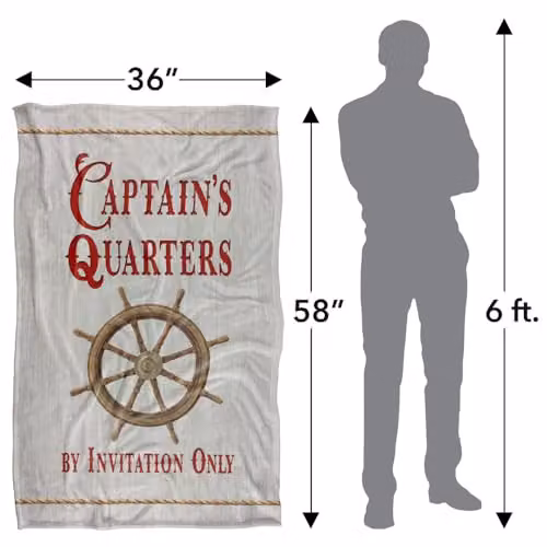 JQ Licensing James Piazza Coastal Captain's Quarters Ship's Wheel Silky Touch Super Soft Fleece Throw Blanket, W/D/H: 91 x 147 cm, Multicolour/White – 2