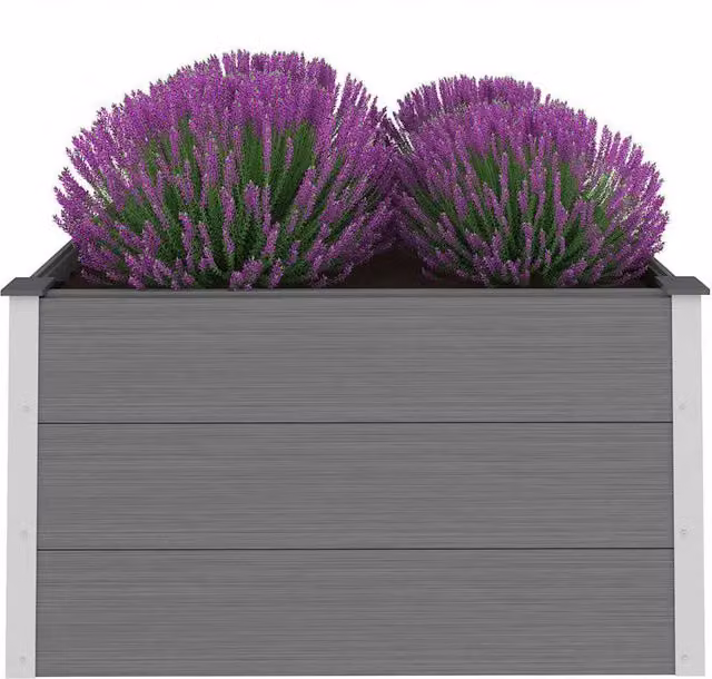 Berkfield Home Garden Grey WPC Raised Bed W/D/H: 100 x 100 x 54 cm
