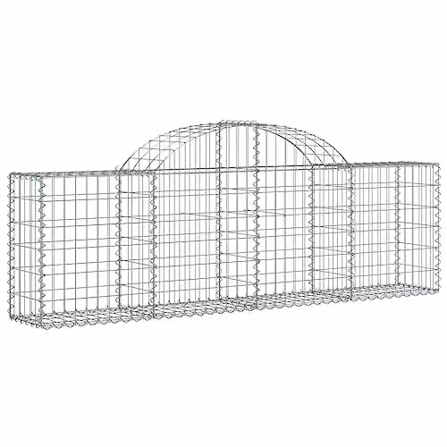 vidaXL Set of 20 Arched Gabion Baskets in Silver Galvanised Steel, W/D/H: 200 x 30 x 60/80 cm – 1