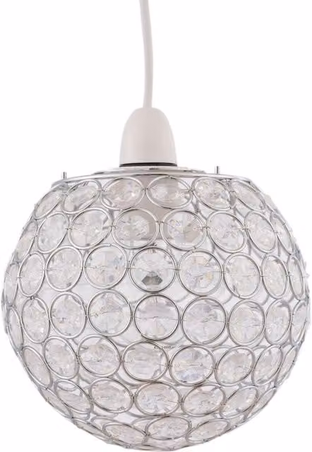 First Choice Lighting Clear Jewelled Sphere Globe Light Shade in Chrome and Transparent Glass – 1