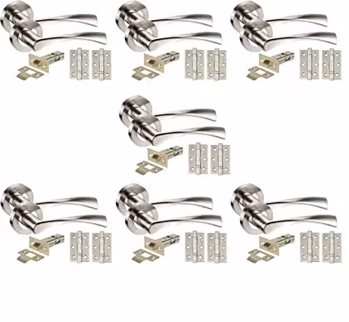 Golden Grace Twist Astrid Door Handle Lever Latch Pack in Duo Chrome Gold and Silver Finish