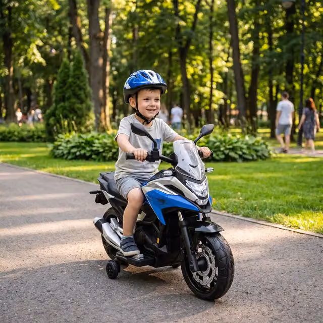 AIYAPLAY Electric Ride on Motorcycle with Light and Sound Effects, Blue