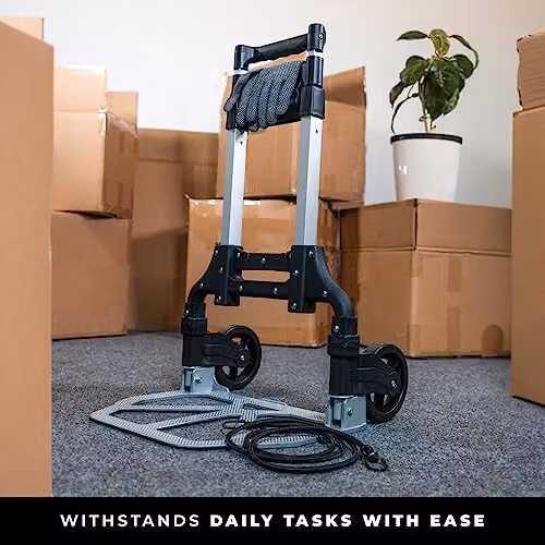 WMR Heavy Duty Aluminium Folding Hand Truck Trolley in Silver with 80kg Max Load Capacity – 5