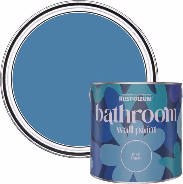 Rust-Oleum Blue Matt Water-Based Bathroom Wall and Ceiling Paint, 2.5L