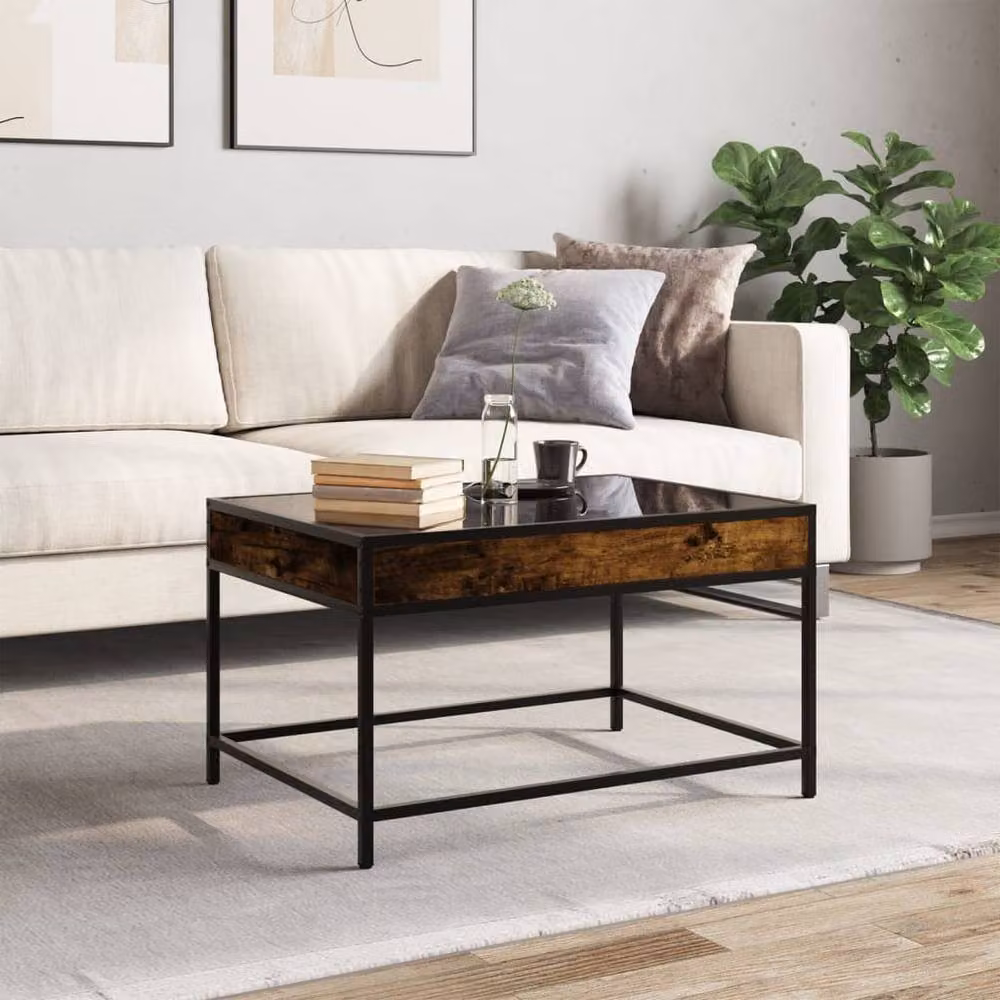 Berkfield Home Infinity LED Coffee Table in Smoked Oak Brown, W/D/H: 70 x 50 x 41 cm – 1