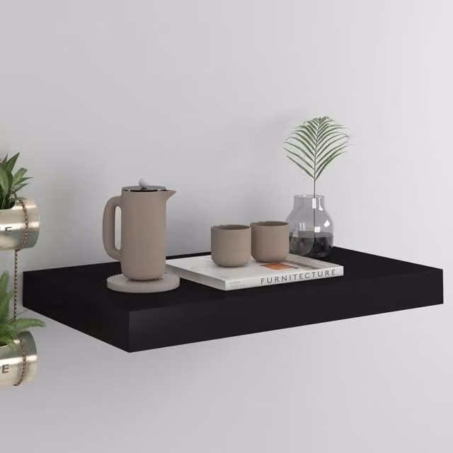 Berkfield Home Floating Wall Shelf, Black, W: 40 cm, D: 23 cm, H: 3.8 cm
