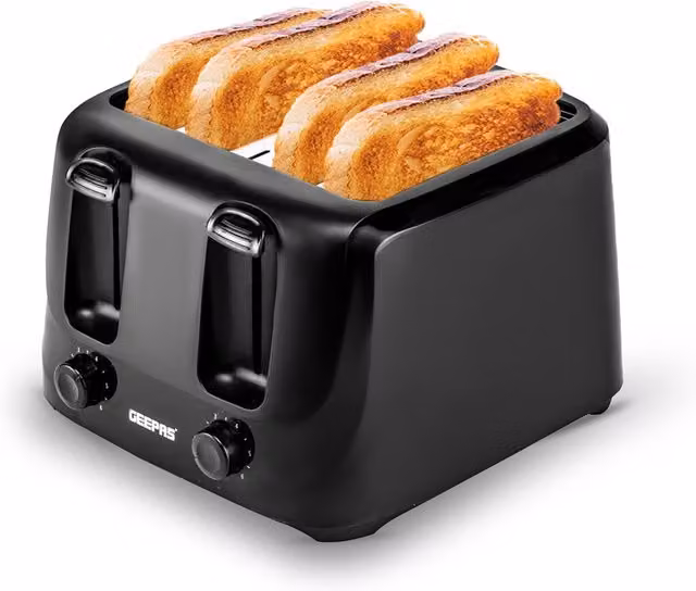 Geepas 4 Slice Toaster 1400W in Black
