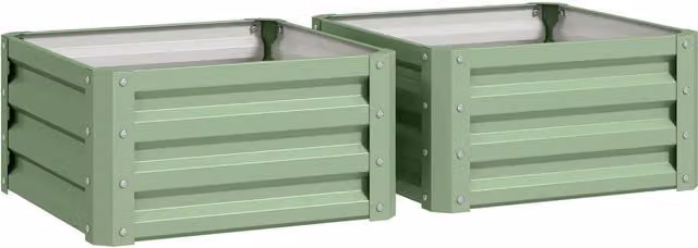 Outsunny Set of Two Green Galvanised Steel Raised Planter Boxes, W/D/H: 60 x 60 x 60 cm – 1