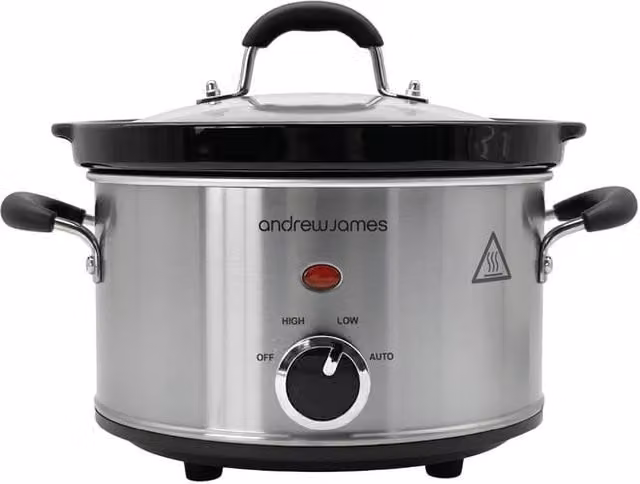 Andrew James Premium Slow Cooker in Silver with Auto Shut-off and Stainless Steel, 1.5L – 1