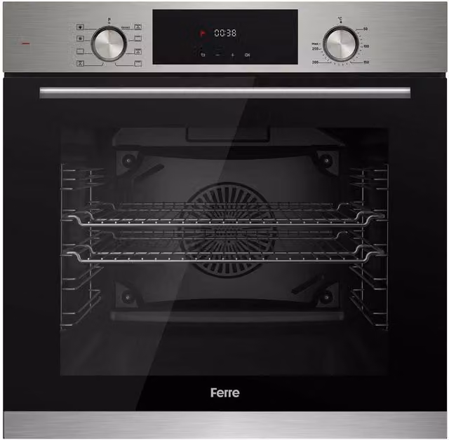 Ferre 60cm Electric Built-in Hot Air Fan Oven in Stainless Steel and Silver
