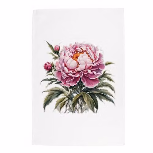 Purely Home Floral Peonies Tea Towel in Multicolour and White, W: 67 cm, H: 45 cm – 1