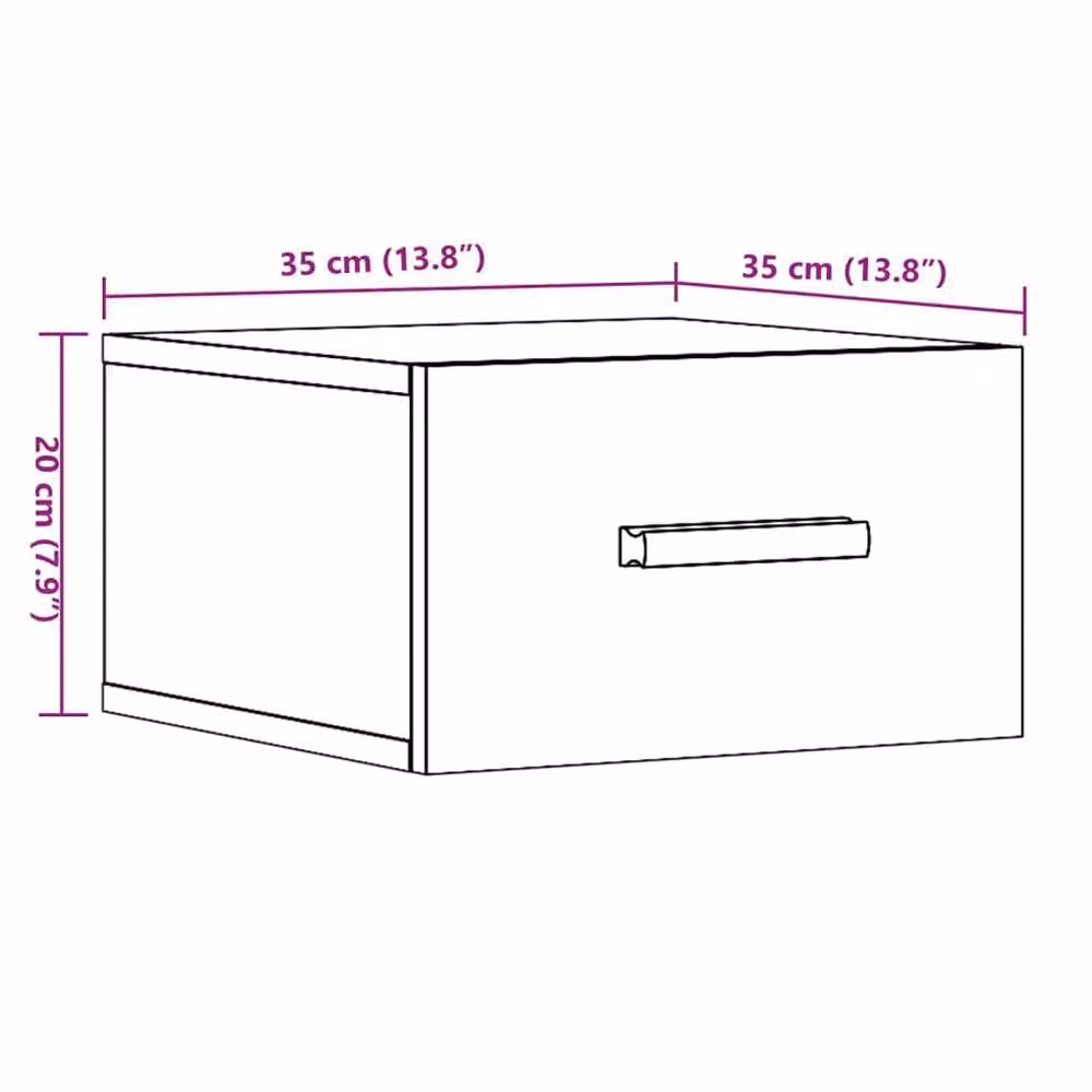 Berkfield Home Set of 2 Wall-mounted Bedside Cabinets in Brown Old Wood, W/D/H: 35 x 35 x 20 cm – 3