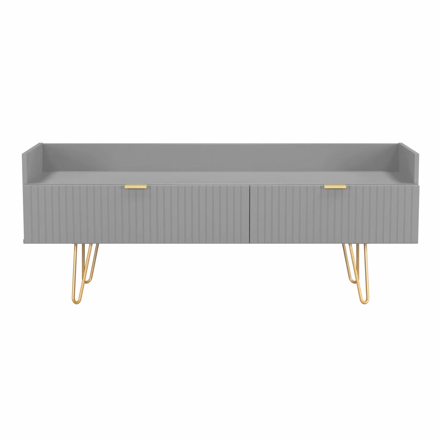2 U Bexley Modern 2 Drawer Coffee TV Unit in Dark Grey and Gold with Geometric Metal Details – 2