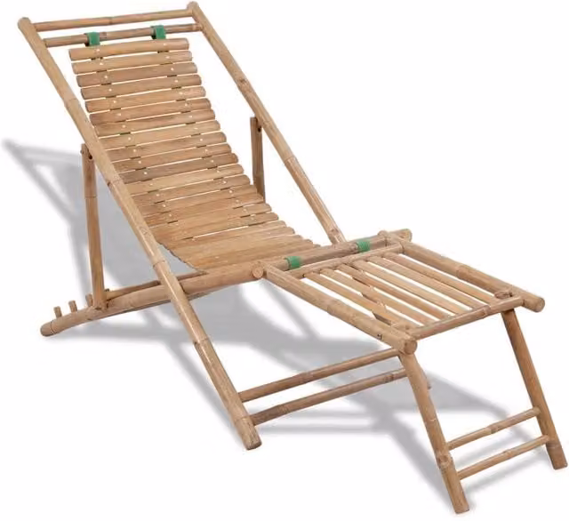 Berkfield Home Brown Bamboo Outdoor Deck Chair with Footrest – 1