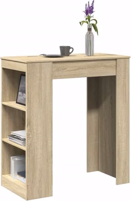 Berkfield Home Bar Table with Racks in Sonoma Oak Brown, W/D/H: 95 x 47 x 103.5 cm
