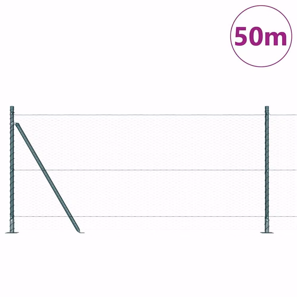 Berkfield Home Green Steel Hexagon Round Mesh Fence, 1 x 50 m – 2