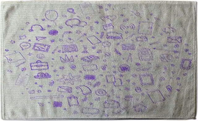Benjamin Tate Design LTD Abstract Line Pattern With School Supplies Bath Towel in Purple