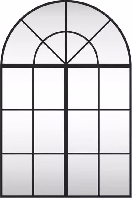 Berkfield Home Black Arch Wall Mirror with Metal and Glass Frame, W: 60 cm, H: 90 cm