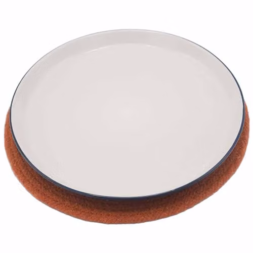 KDMD Round Jute and Cotton Boho Place Mat in Maroon, Diameter: 30 cm