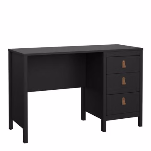 Furniture to Go Barcelona Writing Desk with 3 Drawers, Black, W/D/H: 120.4 x 48.0 x 76.5 cm – 1
