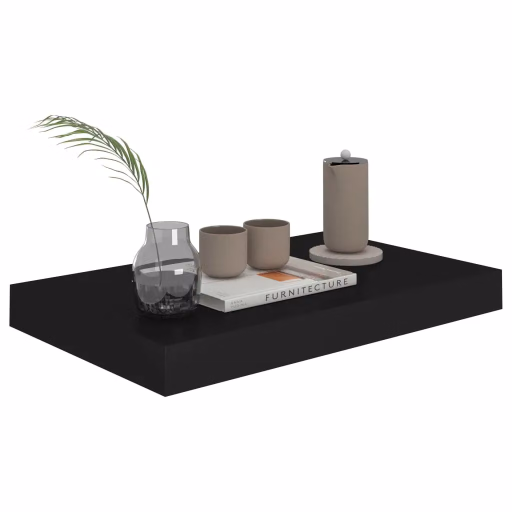 Berkfield Home Floating Wall Shelves, 2 Piece Set, Black, W: 40 cm, D: 23 cm, H: 3.8 cm – 3