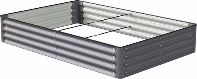 Livingandhome Metal Raised Garden Bed, Dark Grey, W/D/H: 180 x 120 x 30 cm