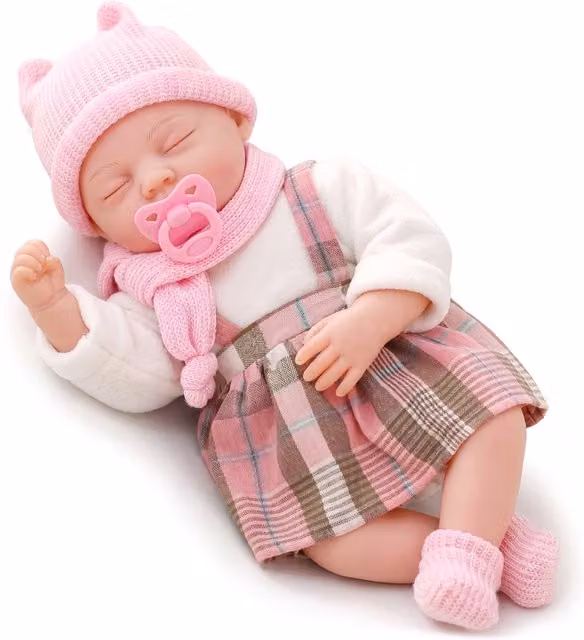 BiBi Doll Soft Sleeping Baby Doll with Sounds and Dummy in Pink