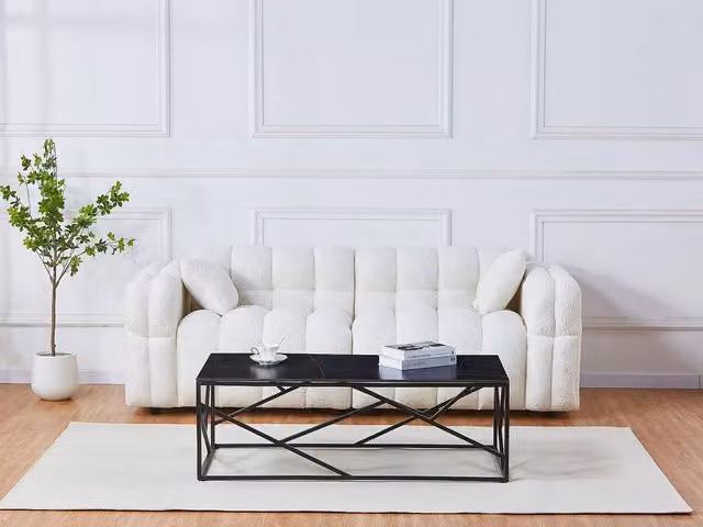 Vente-unique MELRONE Ceramic and Metal Coffee Table in Black Marble Effect, W/D/H: 60 x 40.5 x 50 cm – 1