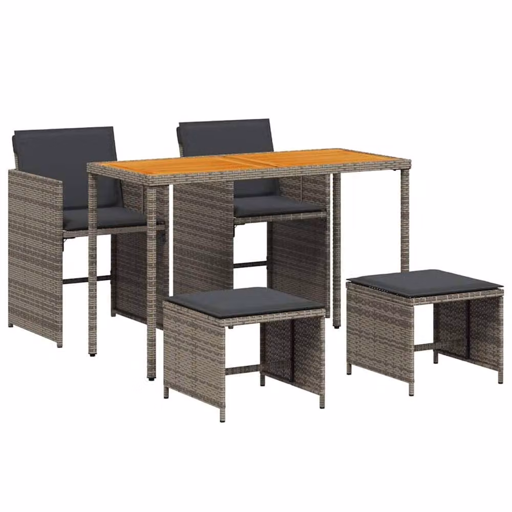 Berkfield Home 5 Piece Grey Poly Rattan Garden Dining Set with Cushions – 2