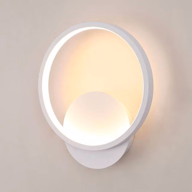 Goeco Modern Round LED Indoor Wall Light, White, 12W, 3000K, Ø20 cm – 1