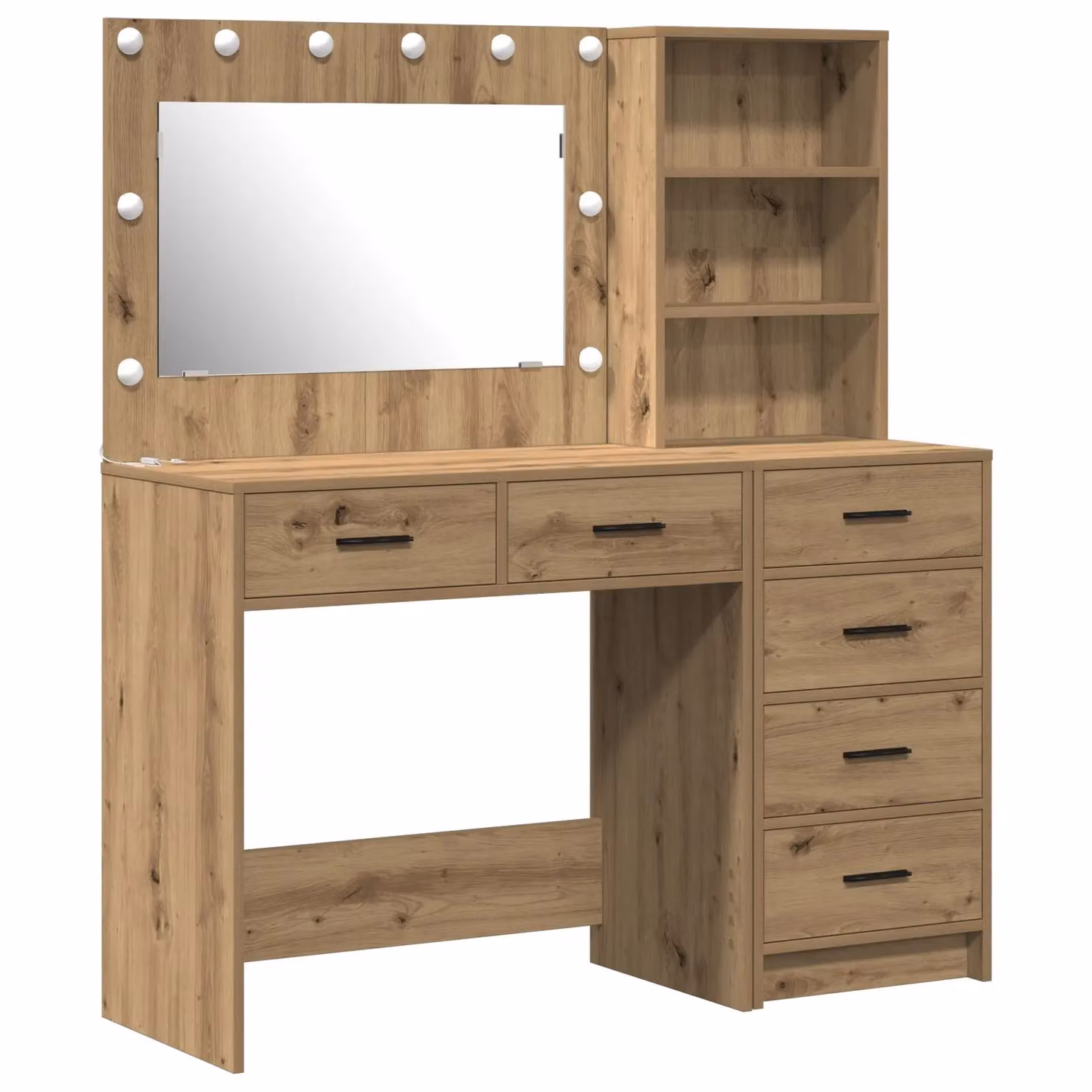 Berkfield Home 2 Piece Hollywood LED Dressing Table Set in Brown Artisan Oak Engineered Wood – 2
