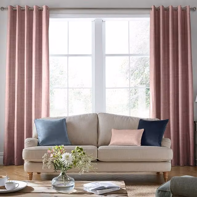 Laura Ashley Swanson Made To Measure Blackout Eyelet Curtains in Purple and Pink