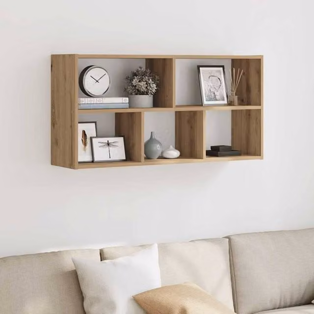 Berkfield Home Artisan Oak Wall Shelf in Brown, W/D/H: 100 x 25 x 50 cm