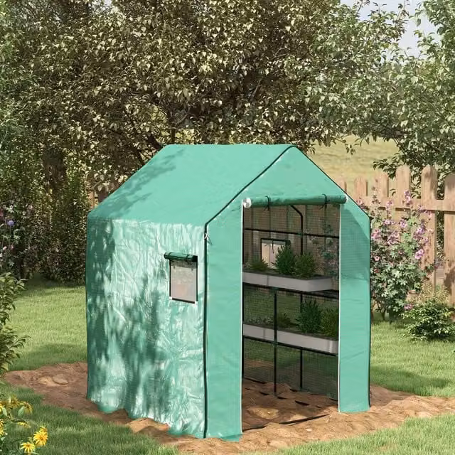 Outsunny Green PE Walk-in Greenhouse Replacement Cover