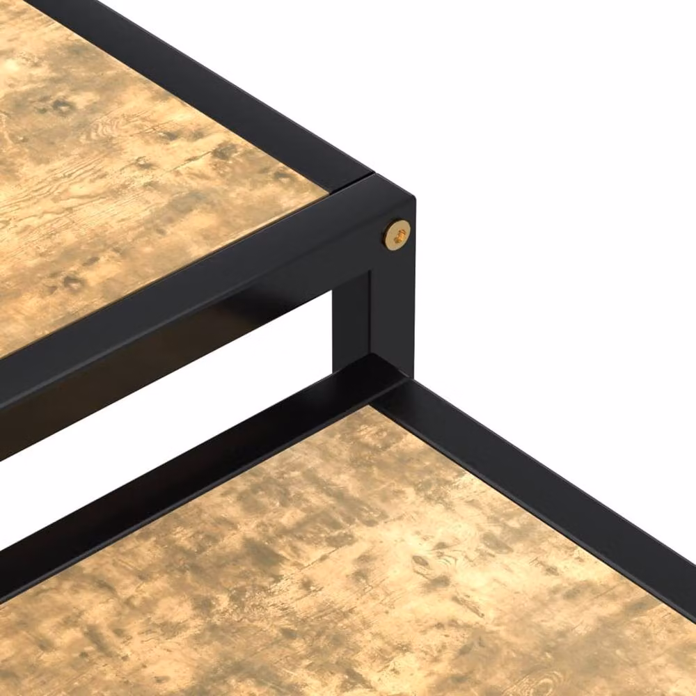 Berkfield Home Set of 2 Nested Square Tea Tables in Black, Yellow and Brown MDF – 5