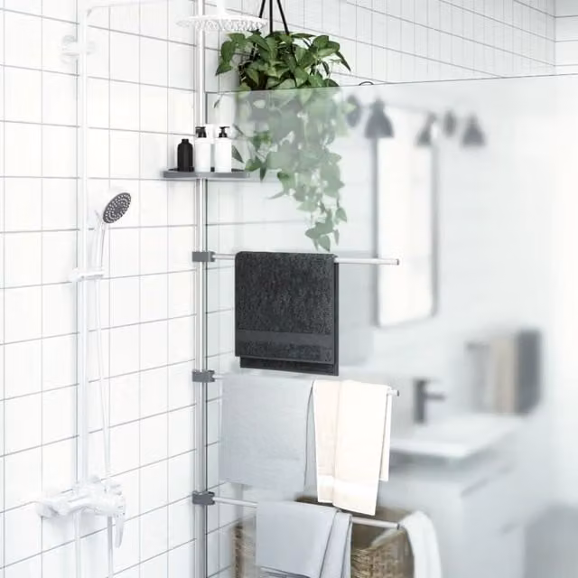 Berkfield Home Freestanding Aluminium Towel Rail, Silver, W: 47 cm, H: 280 cm