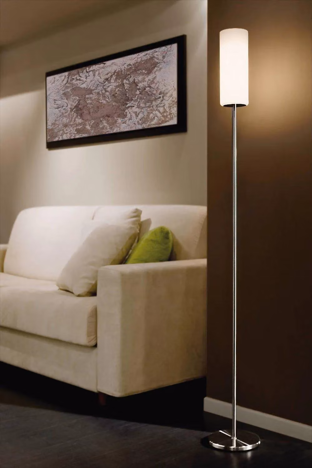 Eglo Troy Modern Silver Metal and White Glass Floor Lamp – 2