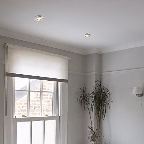 MiniSun Brushed Chrome Recessed LED Ceiling Downlights with Warm White Bulb, IP65 Waterproof for Bathrooms – 2