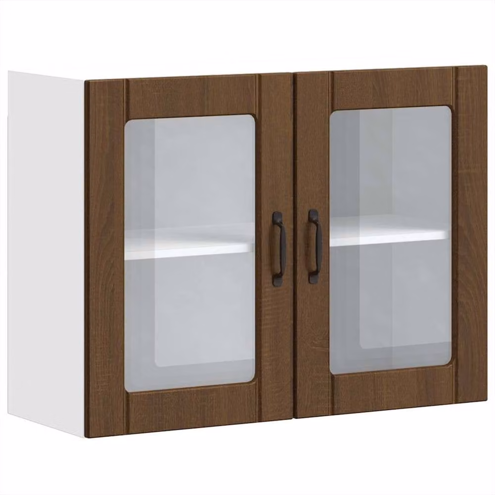 Berkfield Home Lucca Modern Kitchen Wall Cabinet with Glass Doors in Brown Oak – 1