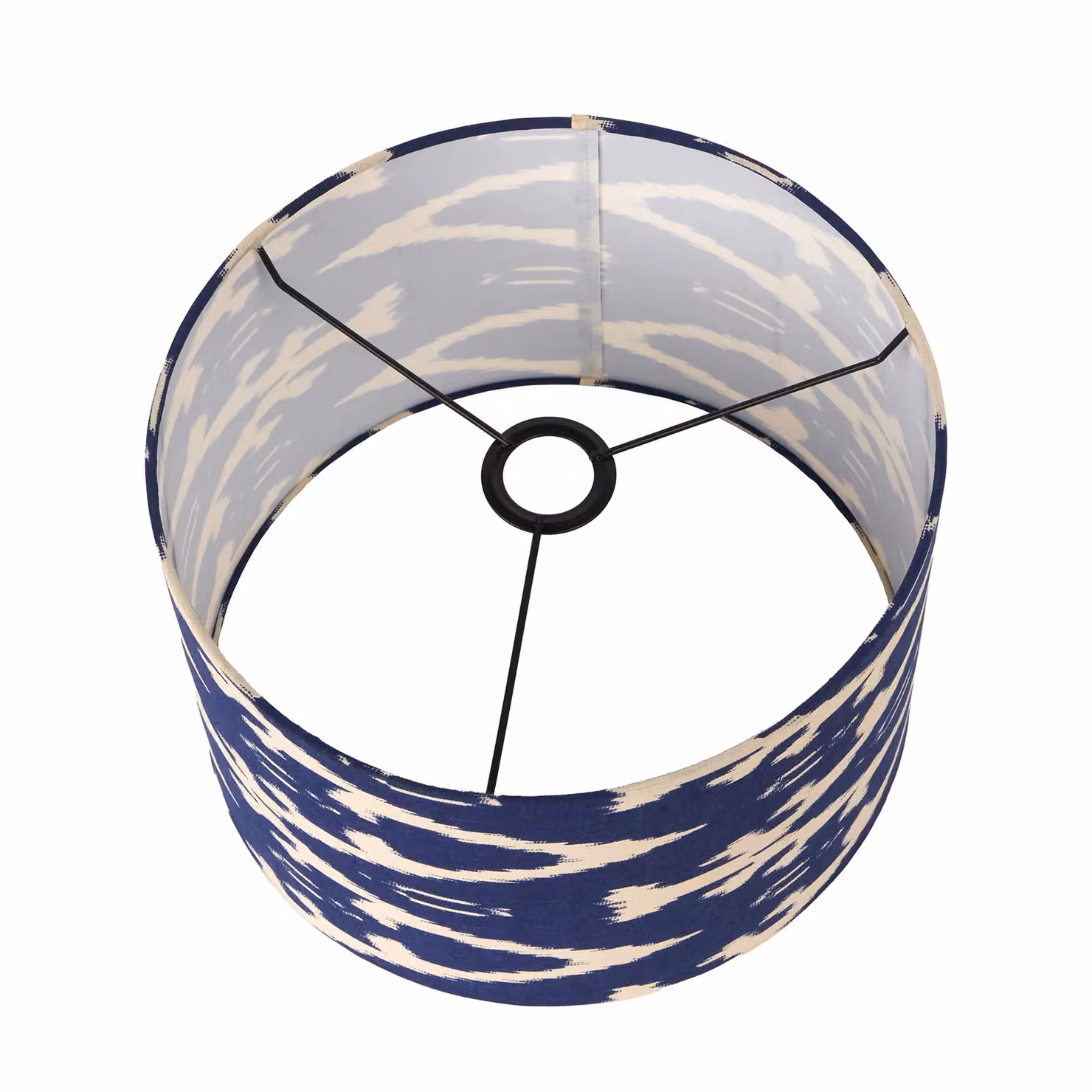 Ruma Blue Ikat Patterned Fabric Cylinder Lampshade for Table Lamps, Diameter: 35.56 cm – 4