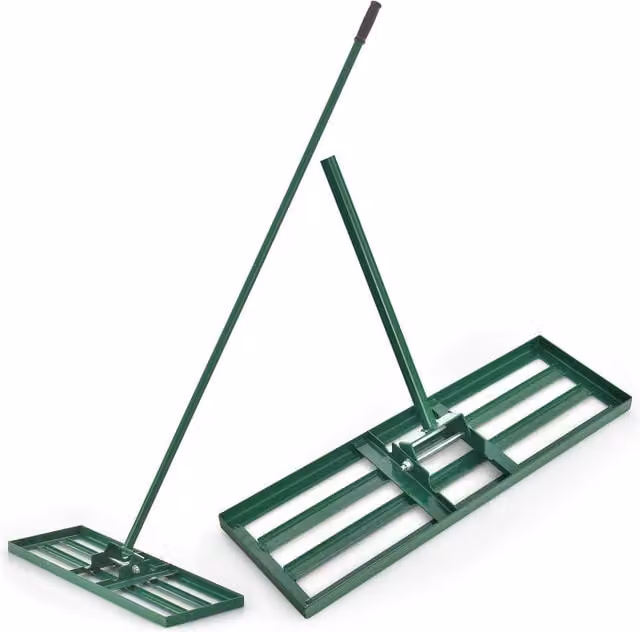 Gymax Green Lawn Leveling Rake Landscape Tool with Handle W: 75 cm, H: 25 cm – 1