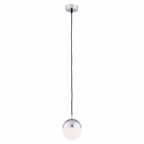 Netlighting Livia Sphere Pendant Light in Grey and Chrome with 12 cm Opal Matt Glass Globe, IP44