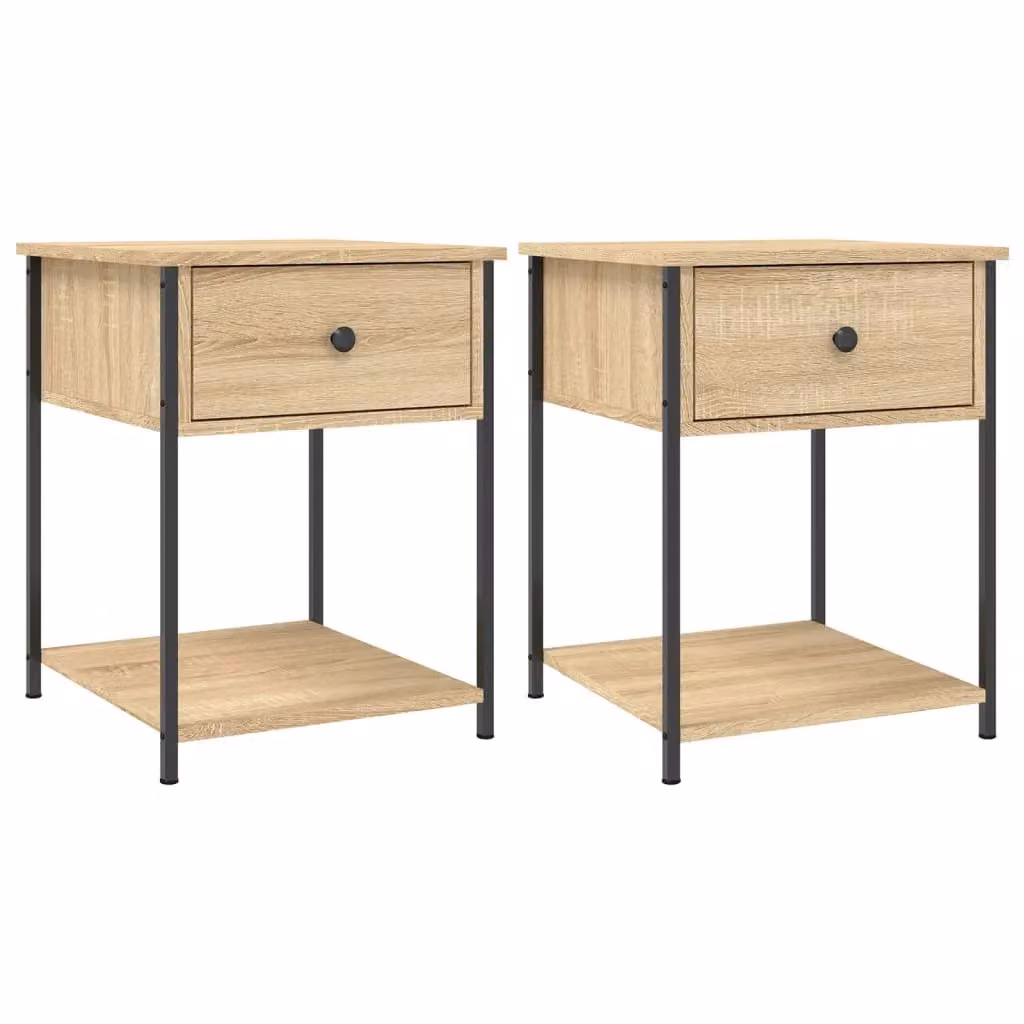 Berkfield Home Set of 2 Sonoma Oak Bedside Tables in Brown, W/D/H: 44 x 45 x 58 cm – 2