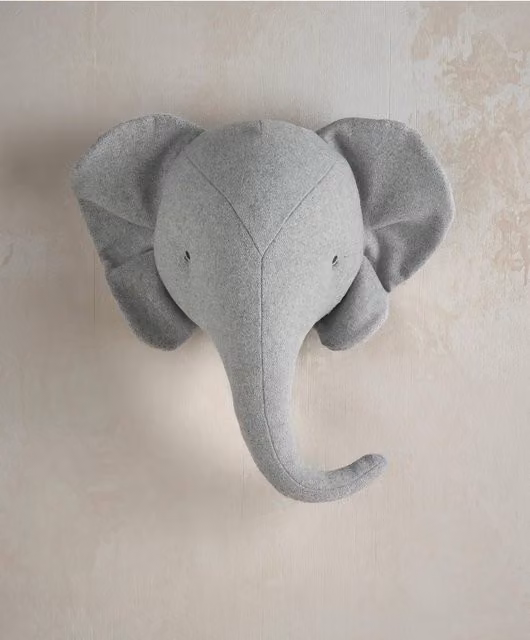 Mamas & Papas Born to be Wild Elephant Head Grey Textile Wall Art