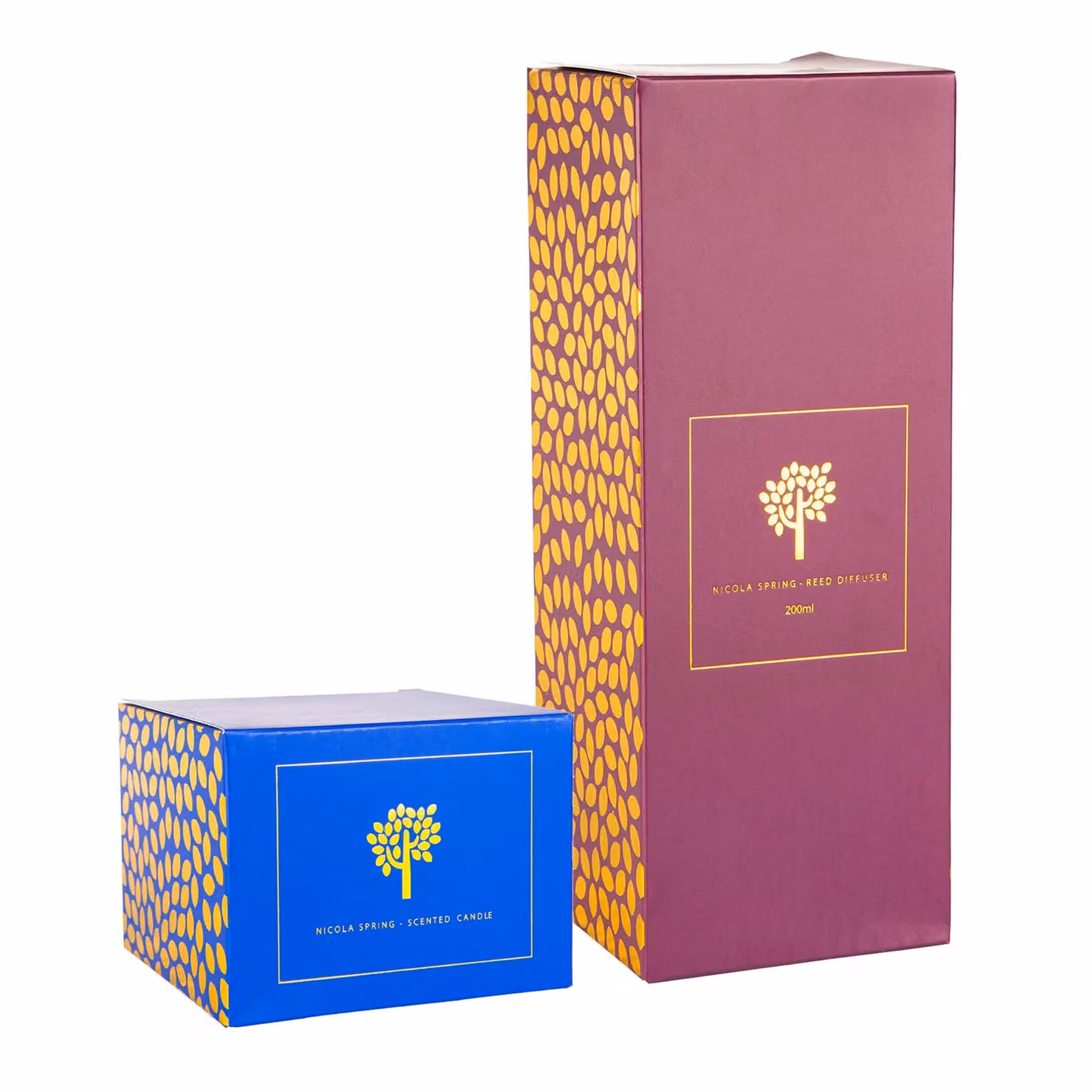 Nicola Spring Patchouli & Rosewood Scented Candle and Reed Diffuser Set in Blue, 350g Soy Wax Candle and 200ml Diffuser – 6