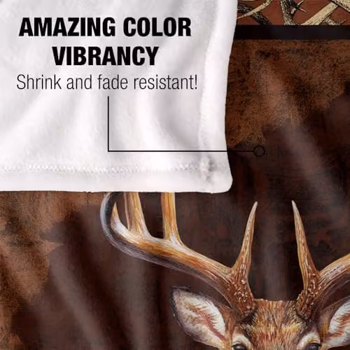 JQ Licensing White Whietail Deer Buck Super Soft Fleece Throw Blanket W: 152 cm, D: 127 cm – 3
