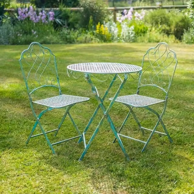 Ascalon Design Ltd Avalon 3-Piece Metal Bistro Set in Green, W/D/H: 60 x 60 x 73 cm