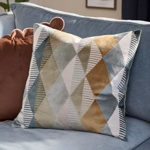 Riva Home Metro Harlequin Green Velvet Jacquard Decorative Square Cushion, W/D/H: 50 x 50 x 50 cm – 4